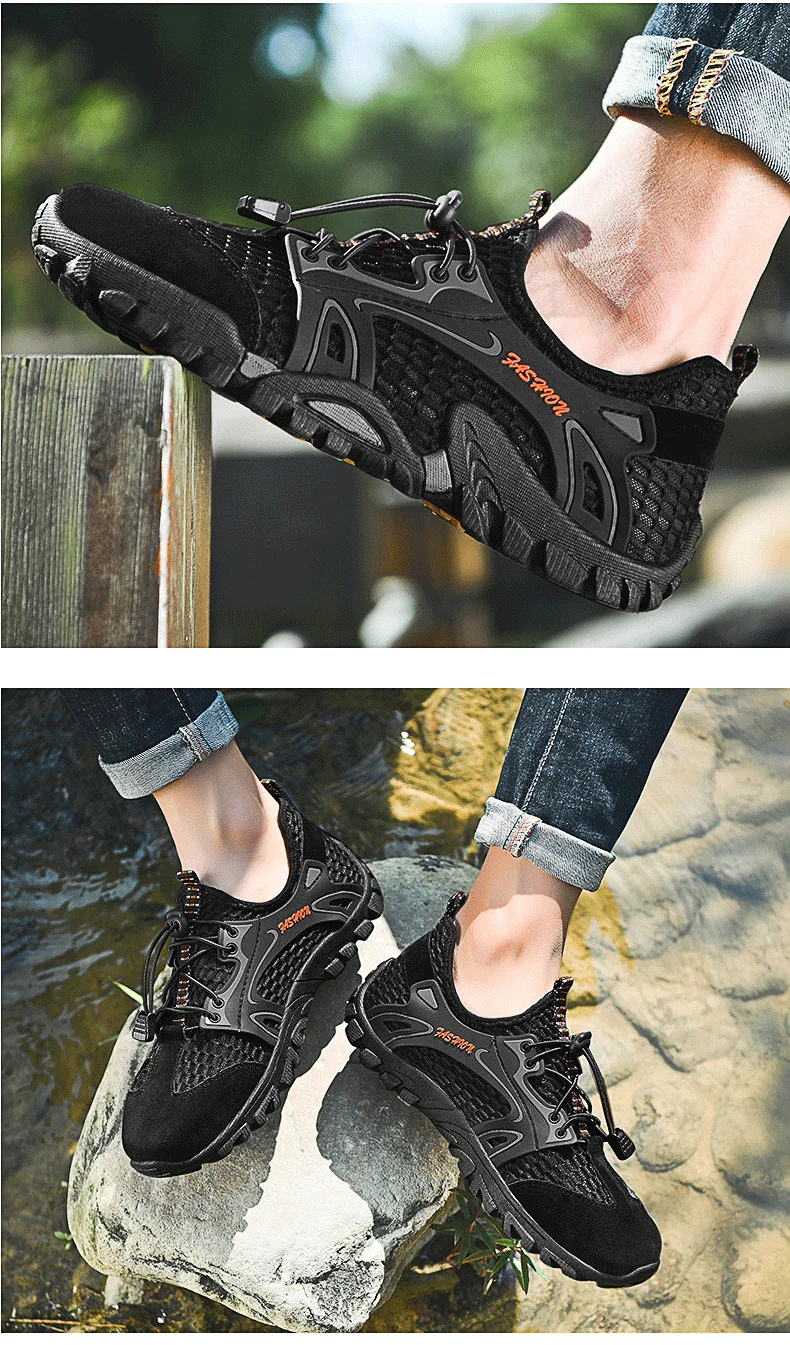 Размеры 38-46; летние мужские треккинговые ботинки; дышащая Треккинговая обувь; спортивная обувь для альпинизма; прогулочная обувь; быстросохнущая обувь; zapatos hombre
