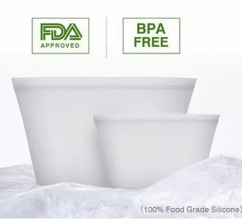 

DF827 Silicone Zip Top Containers Stand Up Reusable Food Storage Bag Freezer Zip Lock Ziplock Zero Waste No Plastic Bags faucet