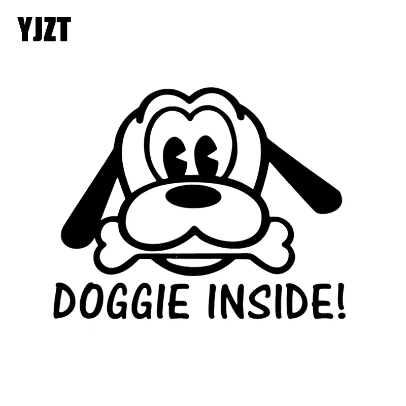 

YJZT 16CM*12.8CM Doggie Inside Truck Windows Pet Puppy Baby Pluto Beagle Car Sticker Black/Silver C2-3118