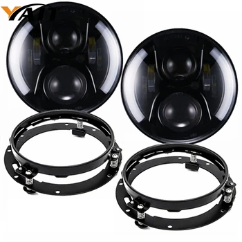 

Yait 7 Inch LED Headlight with DRL Turning Signal Halo Ring + 7Inch Mounting Bracket Ring for car Motorcycle
