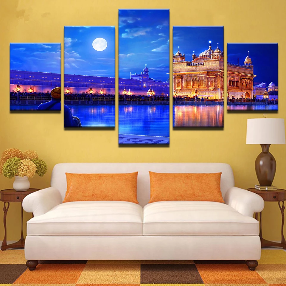 Home Decor Wall Art Modular Living Room Canvas Posters 5 Pieces Indian