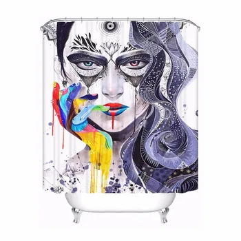

Custom Make Up Girl Shower Bath Bathroom Curtain Mildewproof Waterproof Polyester Various Sizes#0421-21-43