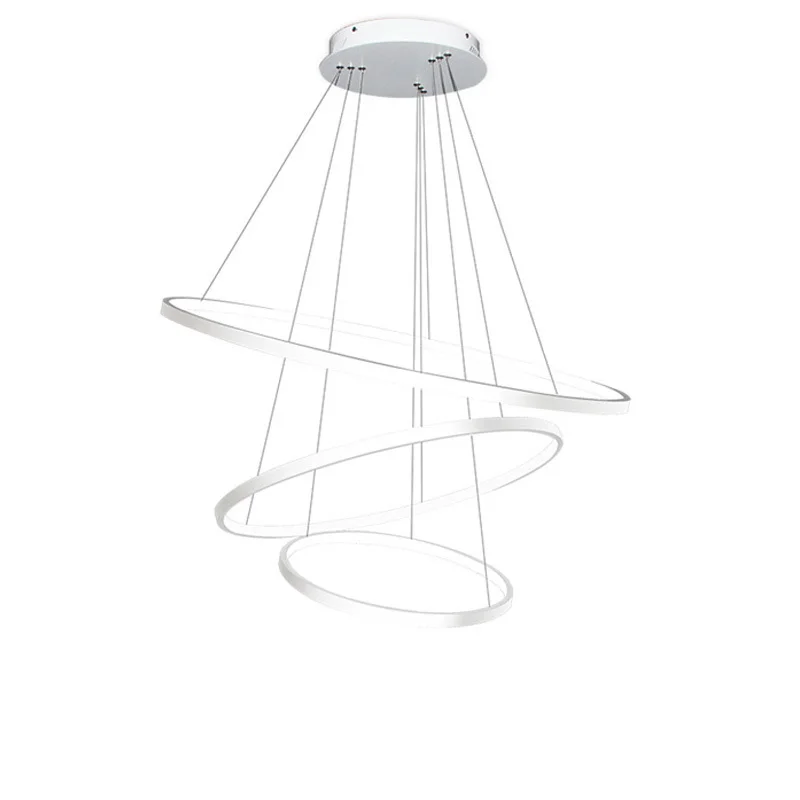 Кольца современный светодиодный подвесной светильник для гостиной столовой черный белый Декор для дома ресторана подвесной светильник с пультом