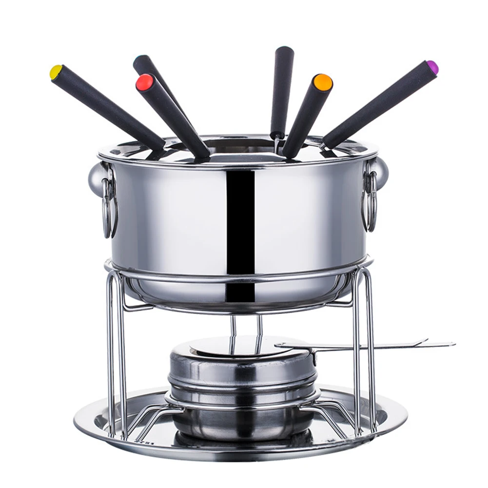 

Ice Cream Multifunctional Hot Pot Kitchen Cooking Portable Chocolate Cheese Fondue Set Party Detachable Stainless Steel Home