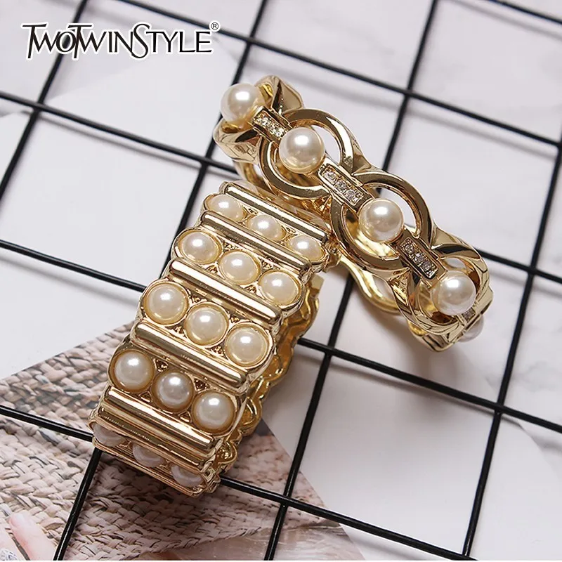 TWOTWINSTYLE Модный жемчужный Золотой браслет женская одежда аксессуары круглые