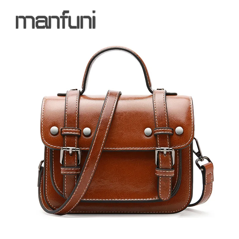 

Hand Bags Ladies Genuine Leather Vintage Handbags Crossbody Bags Female Moto Biker Style Handbag Messenger Bag Small Women's
