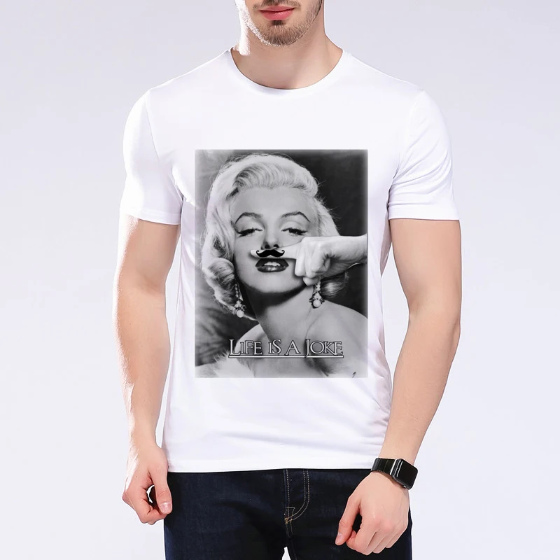 

life is a joke letter design summer harajuku tops marilyn monroe character geometric portraits hot sales brand men t shirt L1C40