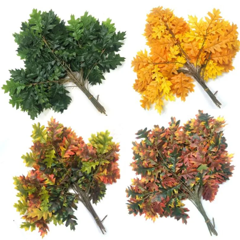 

24pcs Artificial Oak Tree Stems Fake Greenery Plant Oak Tree Branches 25.6" for Greenery Wall Decoration