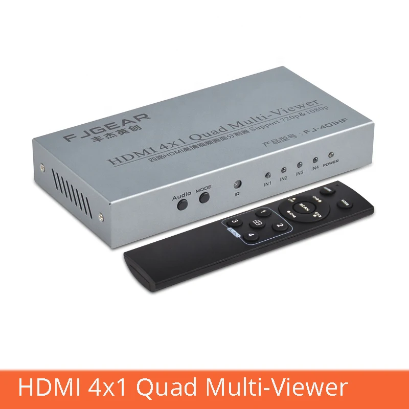 

HDMI 4x1 quad multi-viewer hdmi video splitter Four in one out with remote control switching 1080p