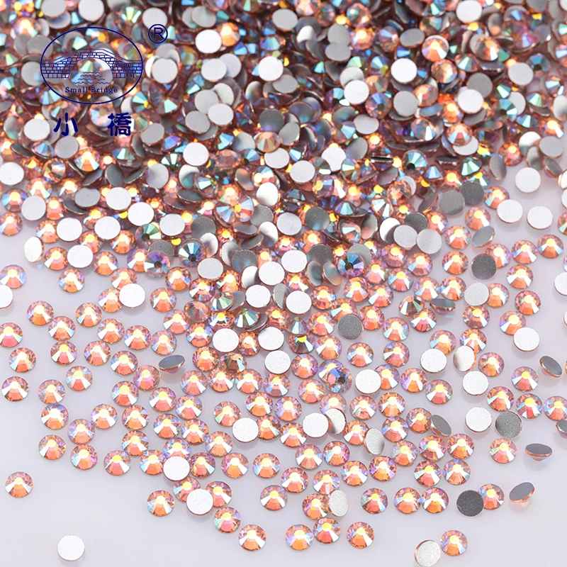 Glitter AB Flatback Glue On Rhinestones High Quality Diy Glass Rhinestones For Nail Art Loose