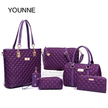 YOUNNE дамы 6 шт. набор композитная сумка для женщин Tote сумки на плечо вечерняя сумочка с клапаном модная повседневная сумка-клатч сумка-мессенджер