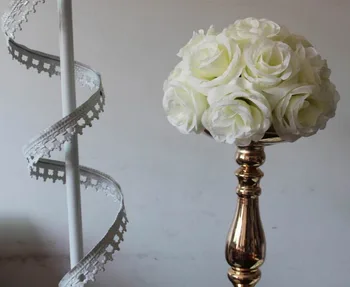 

SPR 29cm*10 pcs Rose kissing ball artificial silk flower wedding decoration ivory color-2015 Newly design