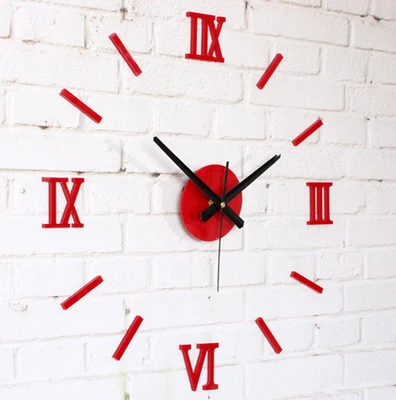 3D креативные цифровые настенные часы Romae часы-наклейка современный дизайн часы DIY часы на стену кухня часы гостиная домашний декор - Цвет: red