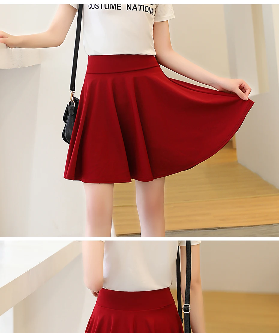 Женские мини-юбка большого размера Surmiitro, мини-юбка с высокой талией в корейском стиле для женщин, короткая черный и красный и синий цвета школьная юбка-солнце на лето
