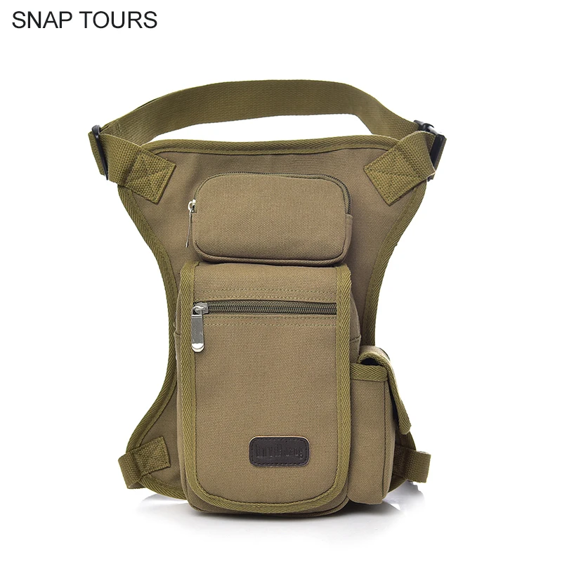 

SNAP TOURS 2018 Multifunction Canvas Male Motorcyclist Belt Bag Fashion Solid Sports Surprise Fanny Pack Leg Waist Bag For Men