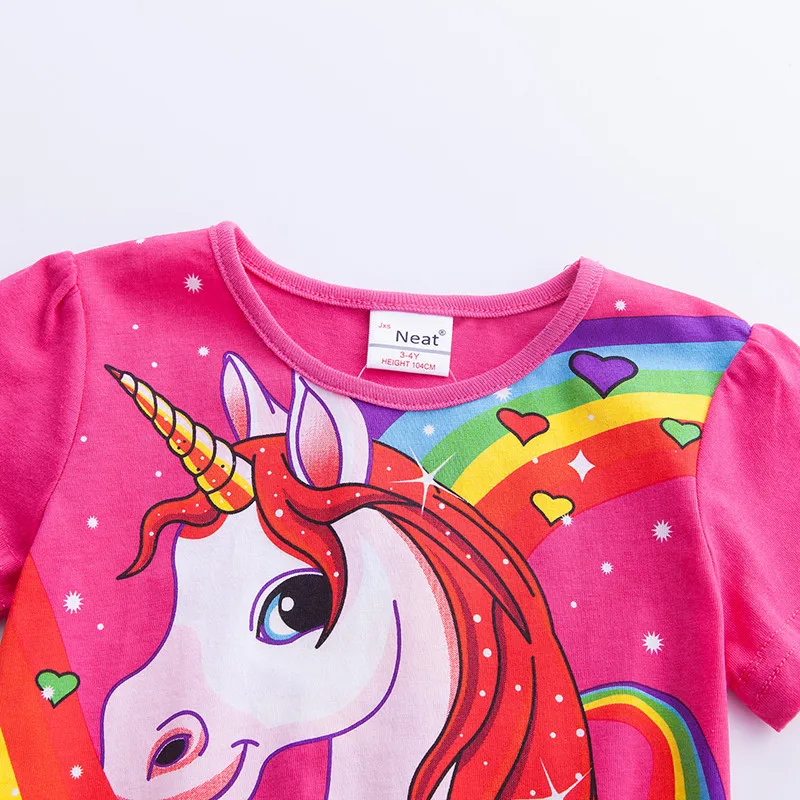 Girls Unicorn Dress Costume 2019 Summer Children Cotton Cartoon Rainbow Unicorn Dress Baby Girls Casual Dresses For Kids Clothes (9)