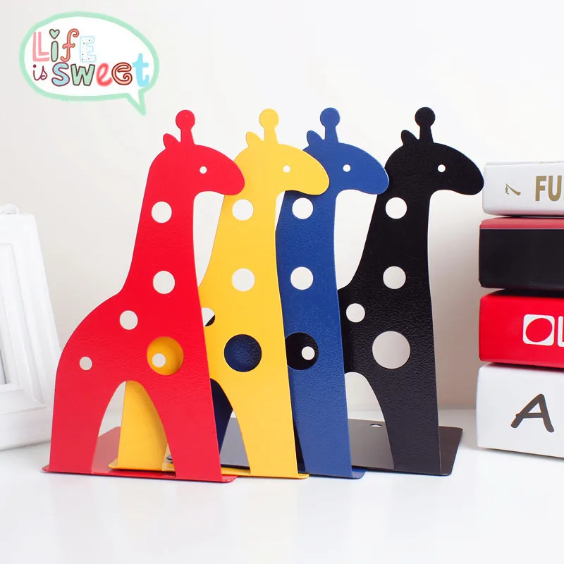 Girafa e Elefante Estande dos Desenhos Animados de Metal Novo Bonito Livro Estante Leitura Titular Prateleira 2 Pçs – Set