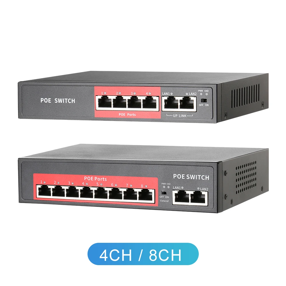 

4/8 Port POE switch Ethernet with 10/100Mbps for Network IP cameras or wireless AP/ 6 PoE Splitter suitable for CCTV system