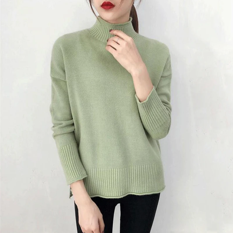 

Autumn and Winter Women Wool Sweater Slim Turtleneck Sweater Thick Warm Bottom Knit Pullovers Sweater LJ0637