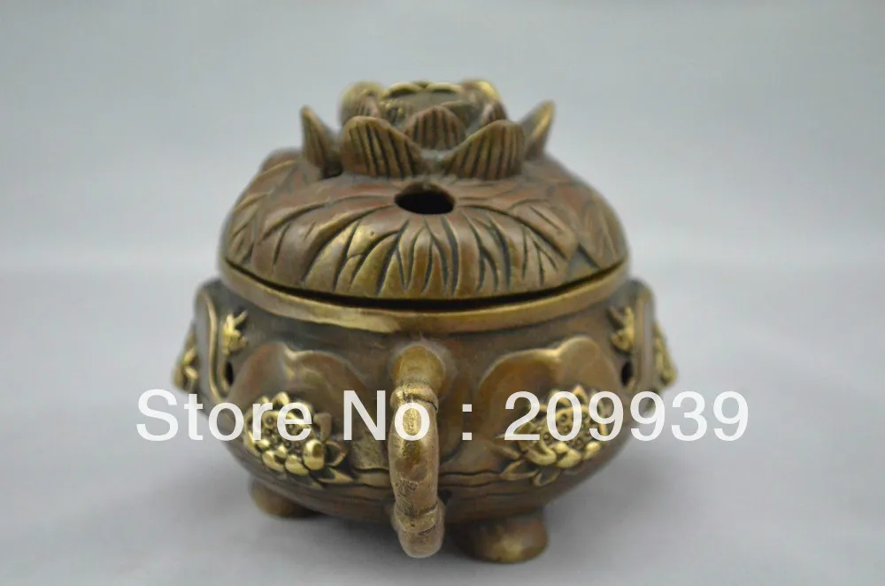 

001029 Tibet Buddhism Fane Bronze dragon incense burner Statue damingxuande mark (A0314)