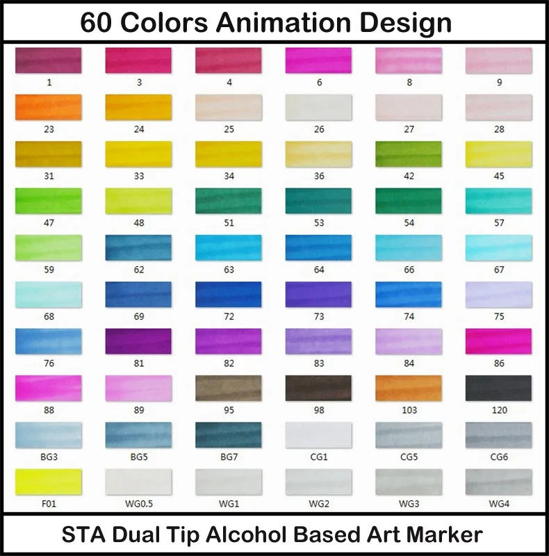 STA профессиональные художественные маркеры с двойной головкой на спиртовой основе, маркеры для рисования, ручка для рисования, аниме, интерьер, ландшафтное строительство, дизайн 3203 - Цвет: 60 Anime Colors