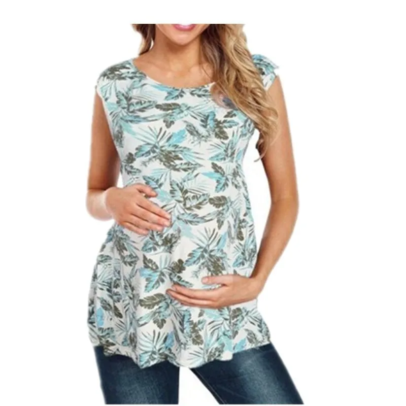 

Summer Fashion Crew Neck Lactation Vest Printing maternity tops breastfeeding Clothes embarazada tshirt women nursing top