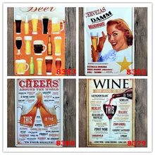 Модные вино из по всему миру наклейки в ретро стиле домашнего декора Дом Кафе-бар гладить картина Металл Craft подарок