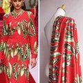 Новинка, жаккардовое платье с рисунком павлина, красное платье с цифровой печатью, модная ткань, одежда с принтом