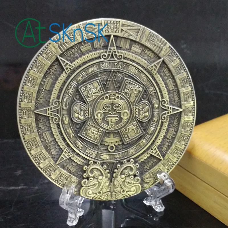 1PC's календарь Майя бронзовая монета сувенир Manyan Aztec значок подарок Новая Майя большая медаль 80x10 мм подарки