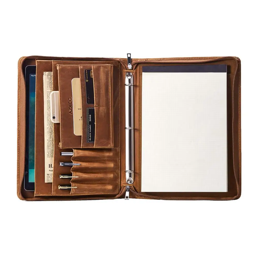file Folder pocket bag case cow Leather for men women customize brown z619