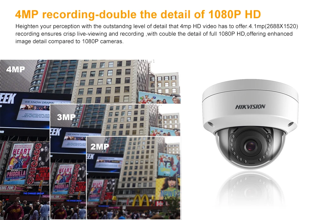 Hikvision 4MP PoE ip-камера H.265 DS-2CD1143G0-I HD CMOS Сетевые купольные камеры для видеонаблюдения 30 м ИК прозрачная ночная версия P2P удаленный доступ