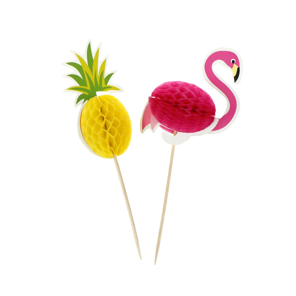 

10pcs Flamingo Pineapple Insert Card Happy Birthday Decoration Birthday Party Cake Decoration DIY Birthday Wedding Accessories