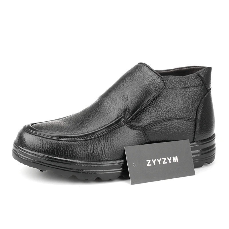 ZYYZYM/мужские ботинки; зимние ботинки из коровьей кожи; плюшевые теплые мужские ботинки из хлопка в деловом стиле; Лидер продаж года