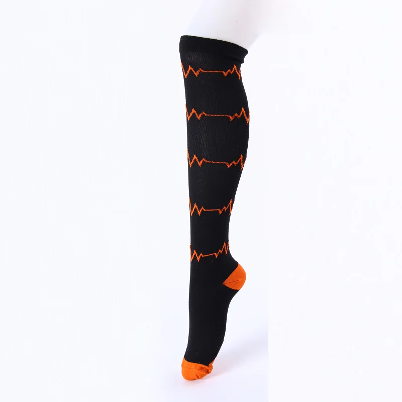 Jeseca Ladies Sports Profession Compression Socks for Women Cotton Soft Nurses Relief Stretch Sox Girls Thigh High Socks Gifts - Color: Orange