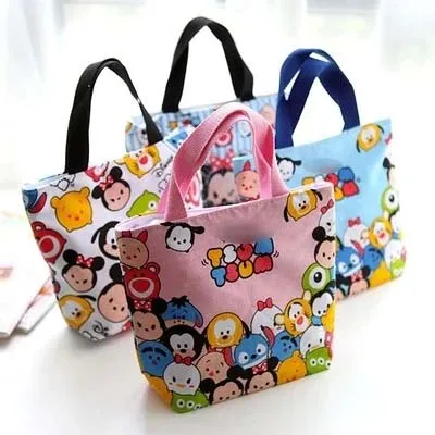 

Kawaii Tsum Tsum Portable Canvas Lunch Bag Lunch Container Food Storage Bag Tote Pouch Picnic Bag Storage Bag Organizer Set