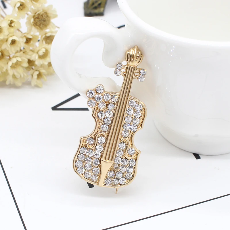 Женская брошь в форме скрипки с кристаллами|violin brooch|brooches for womenbrooches wholesale |