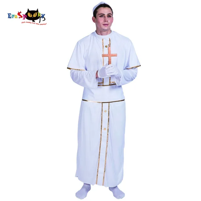 Bata blanca de Cosplay para hombre, disfraz de monje, Purim, Halloween, para adulto, obispo, padre, traje de fiesta de carnaval, Pastor cristiano, vestido de fantasía|adult halloween costumes|costumes whitehalloween costume - Bata blanca de Cosplay para hombre, disfraz de monje, Purim, Halloween, para adulto, obispo, padre, traje de fiesta de carnaval, Pastor cristiano, vestido de fantasía|adult halloween costumes|costumes whitehalloween costume -
