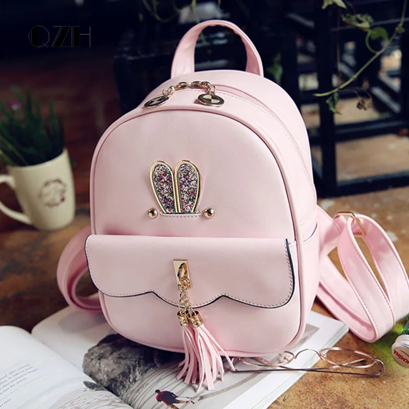 ﻿Buy QZH Backpack Small PU Leather Princess Girls School Bags Cute Kids ...