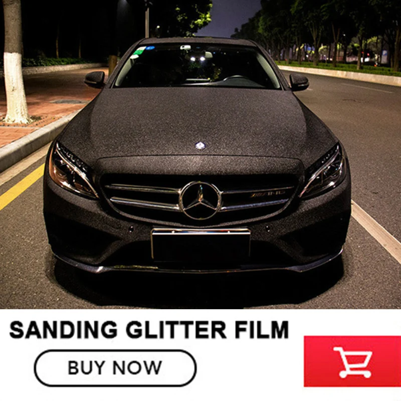 1.52x30m/Roll Glitter Black Vinyl Wrap With Air Bubble Free Car