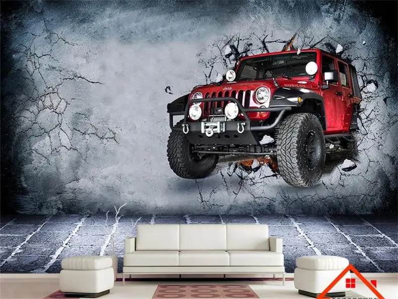 Custom 3d Photo Wallpaper Livingroom Mural Retro Luxury Car Broken Wall Decoration Painting 3d