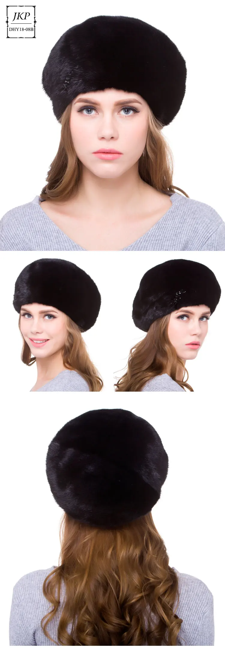 100%Natural Mink Fur Women's Hat Fashion Hat Women's Solid Cap Bomb Cap Women's Warm Earmuffs Discount Winter Hot DHY18-18