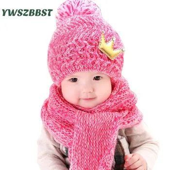 

Winter Warm Baby Hat Scarf set Knit Baby Girl Hats Baby Boys Caps 6M to 3Y Kids Children Cap Scarves set
