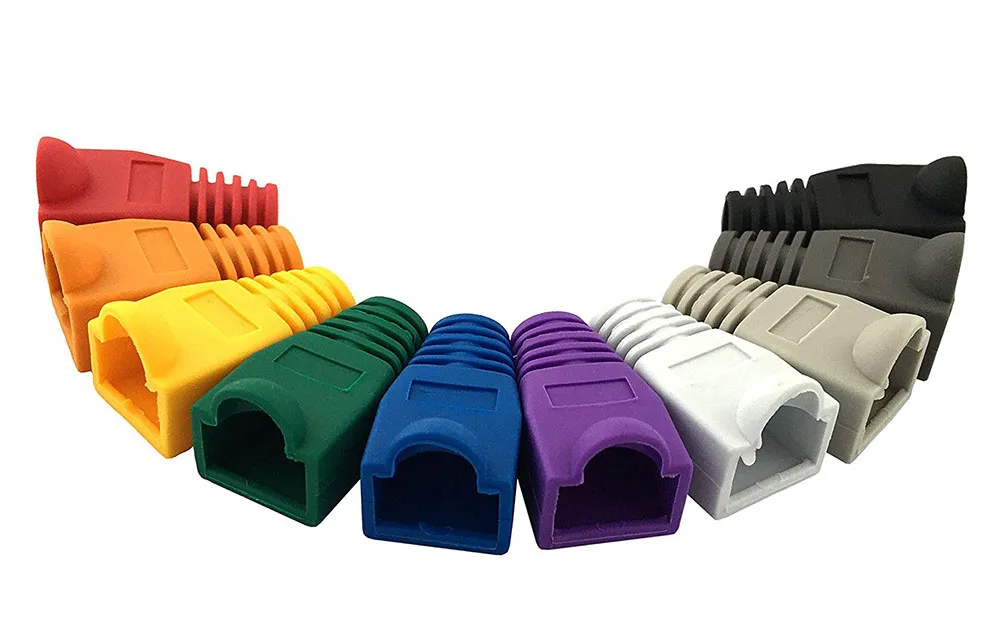 100 Pcs Mixed Color CAT5E CAT6 RJ45 Ethernet Network Cable Strain Relief Boots Cable Connector Plug Cover ethernet cable ethernet network plug ethernet cable connector network cable connector