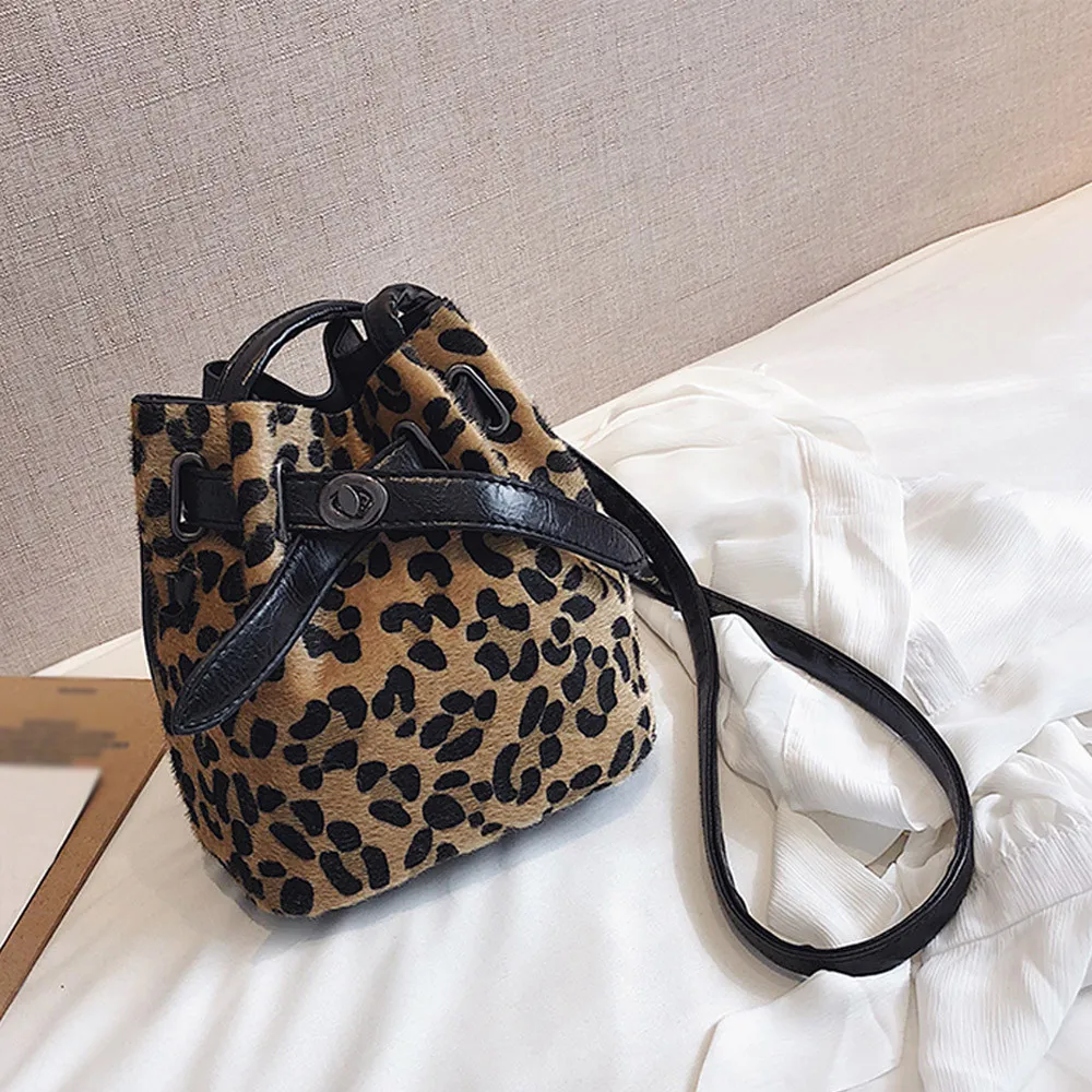 Женские кожаные сумки, сумки через плечо, плюшевые сумки-мессенджеры с леопардовым принтом, большие вместительные сумки через плечо