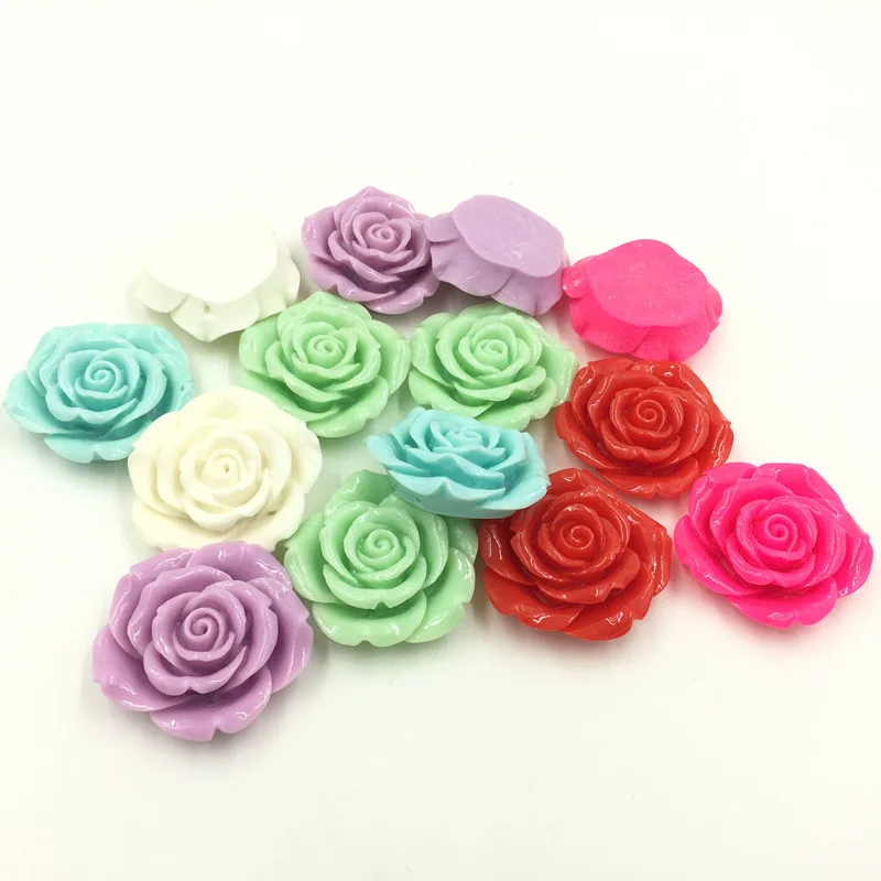

10Pcs Mixed Candy Colors DIY Rose Flower Shape Dome Seals Cameos Cabochons Beads Jewelry Crafts Making 43x41mm