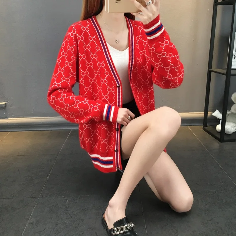 New Knitted Long Sleeved Coat Autumn Winter Loose Korean Version Joker Lazy Spring Sweater Women Cardigan Clothes Women Fashion