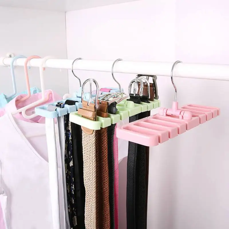 

Plastic Rack Hanger for Belt Tie Scarf Wardrobe Closet Space Save Organizer Bedroom Rotatable Cloth Racks Home Organizer Supplie