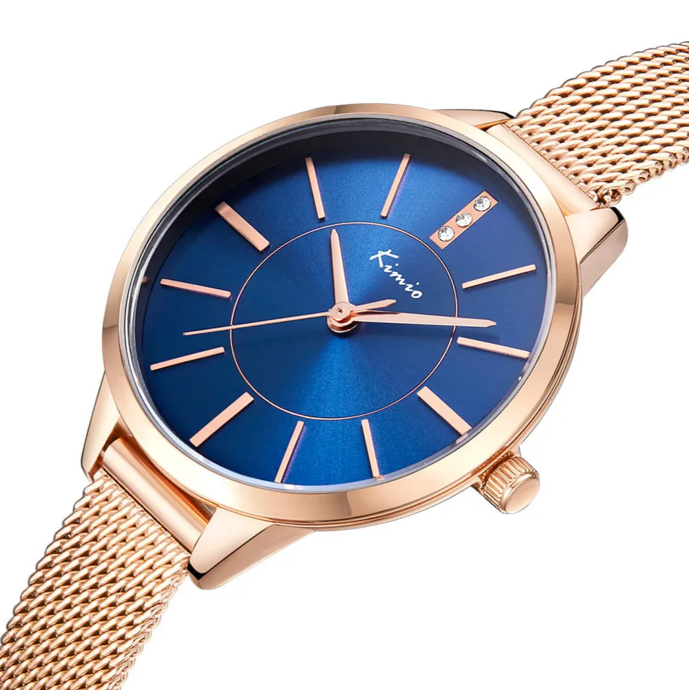 

KIMIO Brand Woman Watches Diamond Quartz Bracelet Watches 3D Mesh Milanese Steel Ladies Dress Clock Waterproof Relogio Feminino