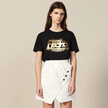 

2019 new high waist Bevelled buttons lady irregular mini skirt