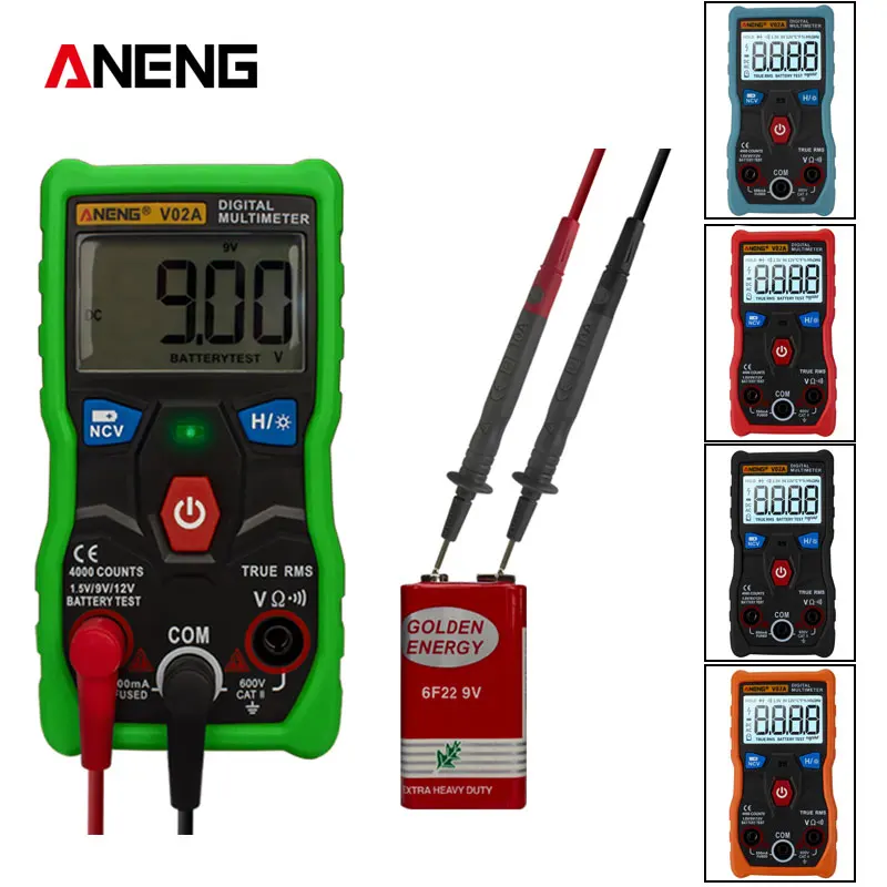 

ANENG V02A 4000 Counts Full Intelligent Automatic Identification Measurement Resistance Voltage Digital Multimeter Flashlight